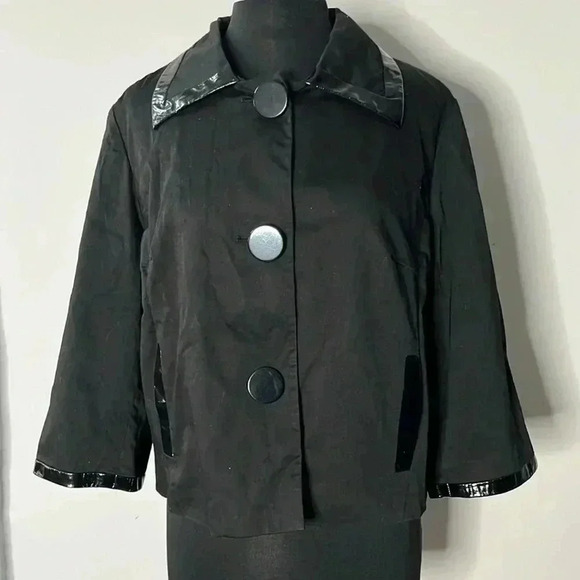Sandro Sport Wear Black Cropped Pea Coat Size XL - Picture 1 of 5